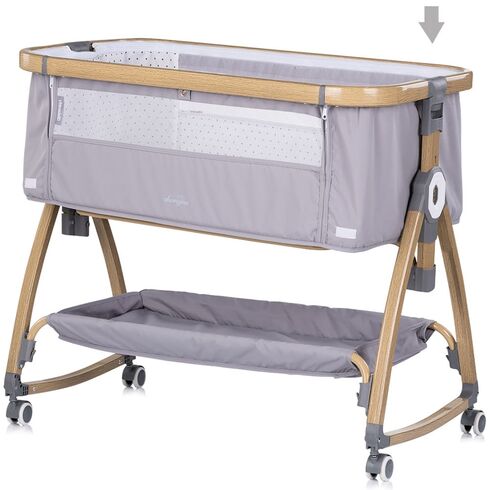 Patut co-sleeper Chipolino Charisma cu laterala culisanta platinum wood, Culoare: Gri, Dimensiuni: 80x50,poza 5