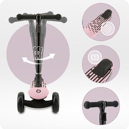 Trotineta pliabila cu roti LED pentru copii, 3 Ani+, MoMi San - Roz, Culoare: Roz,poza 5