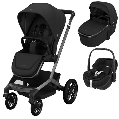 Sistem 3in1 Maxi-Cosi FAME Carucior + Landou + Scoica Auto Pebble 360 PRO2 TWILLIC BLACK, Culoare: Negru, Model: 3 in 1