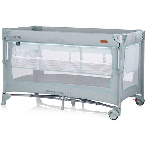 Patut pliabil Chipolino Glory cu laterala culisanta basil, Culoare: Verde, Dimensiuni: 120x60,poza 2