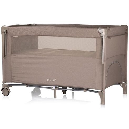 Patut pliabil Chipolino Relax tiramisu linen cu laterala culisanta, Culoare: Crem, Dimensiuni: 120x60,poza 2