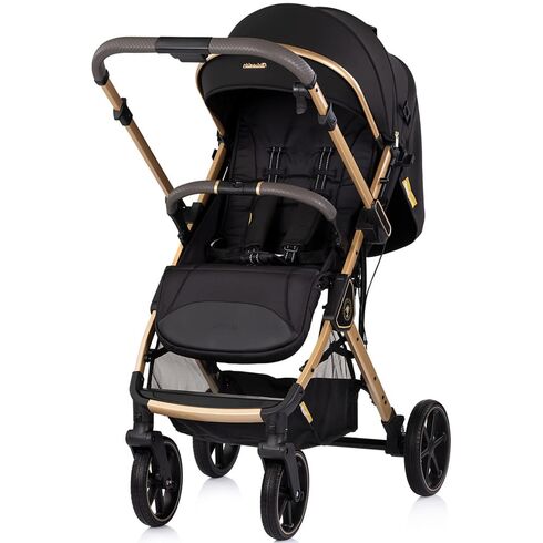 Carucior sport Chipolino Omnia cu maner reversibil noir, Culoare: Negru/Auriu, Model: sport,poza 2