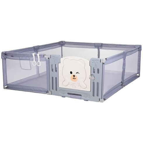 Tarc de joaca Chipolino Amico 200x180 cm cu usa grey, Culoare: Gri