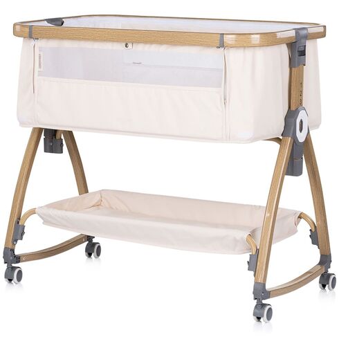 Patut co-sleeper Chipolino Charisma cu laterala culisanta cashmere wood, Culoare: Bej, Dimensiuni: 80x50,poza 2