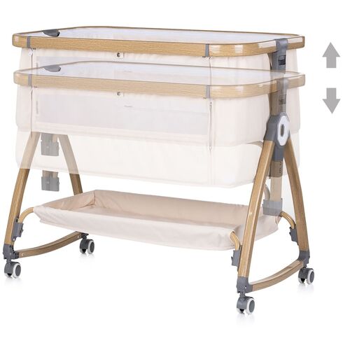 Patut co-sleeper Chipolino Charisma cu laterala culisanta cashmere wood, Culoare: Bej, Dimensiuni: 80x50,poza 4