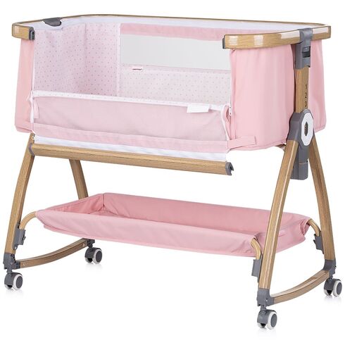Patut co-sleeper Chipolino Charisma cu laterala culisanta powder pink wood, Culoare: Roz, Dimensiuni: 80x50,poza 3