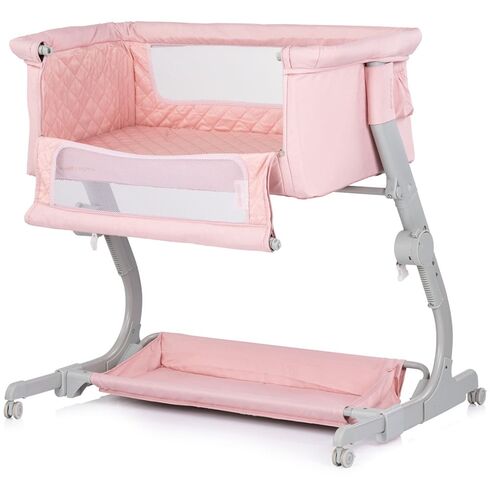 Patut co-sleeper Chipolino Eleganza cu laterala culisanta pink marshmallow, Culoare: Roz, Dimensiuni: 80x50,poza 2