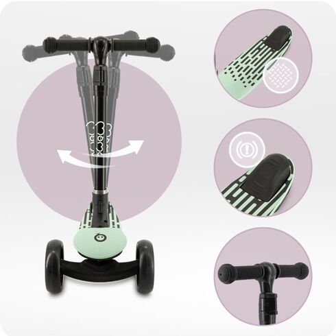 Trotineta pliabila cu roti LED pentru copii, 3 Ani+, MoMi San - Verde, Culoare: Verde,poza 5