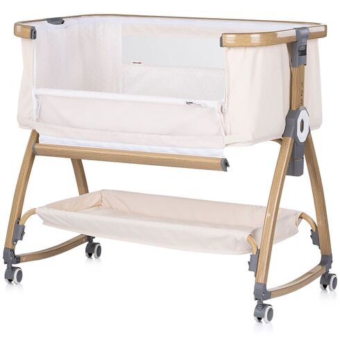 Patut co-sleeper Chipolino Charisma cu laterala culisanta cashmere wood, Culoare: Bej, Dimensiuni: 80x50,poza 3