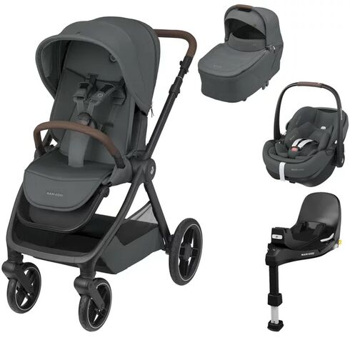 Sistem 4in1 Maxi-Cosi OXFORD Carucior + Landou Sense + Scoica Auto Pebble 360 PRO2 + Baza Auto FAMILYFIX 360 PRO TWILLIC GRAPHITE, Culoare: Gri, Model: 4 in 1