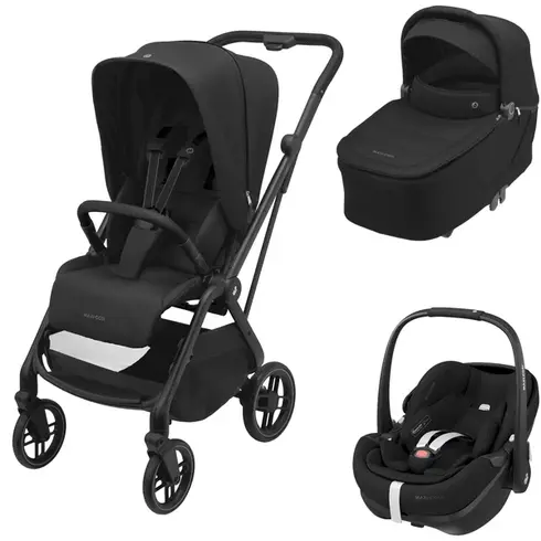 Sistem 3in1 Maxi-Cosi Leona2 + Sense + Pebble 360 PRO2 TWILLIC BLACK, Culoare: Negru, Model: 3 in 1
