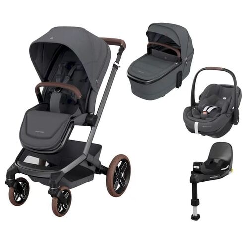 Sistem 4in1 Maxi-Cosi FAME Carucior + Landou + Scoica Auto Pebble 360 PRO2 + Baza Auto FAMILYFIX 360 PRO TWILLIC GRAPHITE, Culoare: Gri, Model: 4 in 1