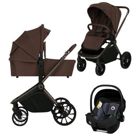 Carucior 3 in 1, Lionelo, Mika Plus, Pana la 22 kg, ECE R129, Mocha Mousse, Culoare: Multicolor, Model: 3 in 1