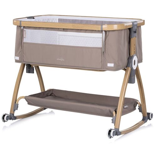 Patut co-sleeper Chipolino Charisma cu laterala culisanta latte wood, Culoare: Crem, Dimensiuni: 80x50,poza 6