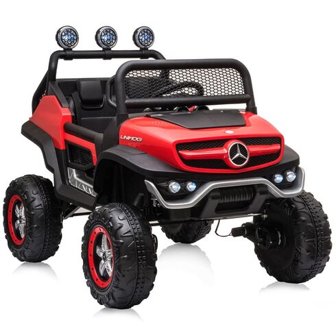 Masinuta electrica Chipolino OffRoad Mercedes Unimog cu scaun din piele si roti EVA red,poza 5