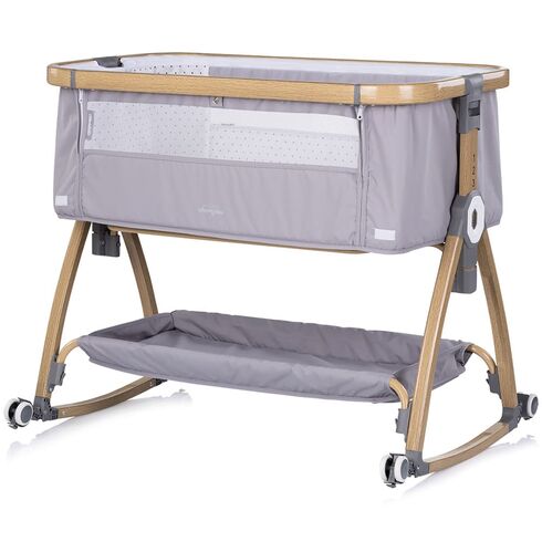 Patut co-sleeper Chipolino Charisma cu laterala culisanta platinum wood, Culoare: Gri, Dimensiuni: 80x50,poza 6