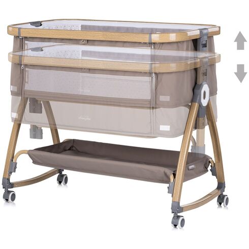 Patut co-sleeper Chipolino Charisma cu laterala culisanta latte wood, Culoare: Crem, Dimensiuni: 80x50,poza 4