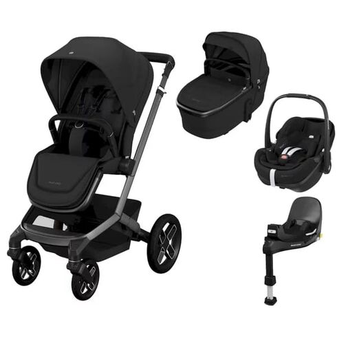 Sistem 4in1 Maxi-Cosi FAME Carucior + Landou + Scoica Auto Pebble 360 PRO2 + Baza Auto FAMILYFIX 360 PRO TWILLIC BLACK, Culoare: Negru, Model: 4 in 1