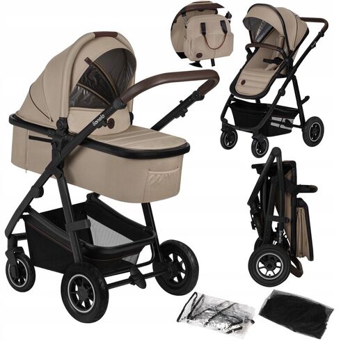 Carucior Lionelo Amber 2 in 1, Pana la 22 kg, Bej, Culoare: Bej, Model: 2 in 1