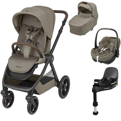 Sistem 4in1 Maxi-Cosi OXFORD Carucior + Landou Sense + Scoica Auto Pebble 360 PRO2 + Baza Auto FAMILYFIX 360 PRO TWILLIC TRUFFLE, Culoare: Crem, Model: 4 in 1