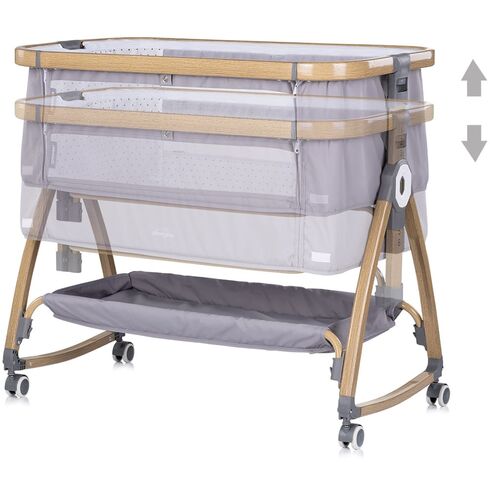 Patut co-sleeper Chipolino Charisma cu laterala culisanta platinum wood, Culoare: Gri, Dimensiuni: 80x50,poza 4