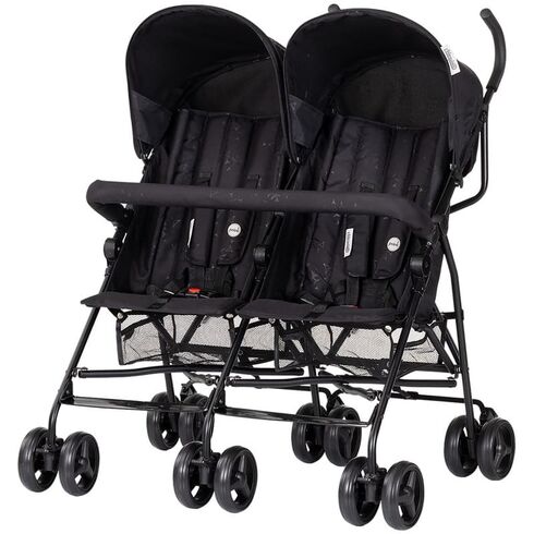 Carucior gemeni Chipolino Double Point blackberry, Culoare: Negru, Model: gemeni