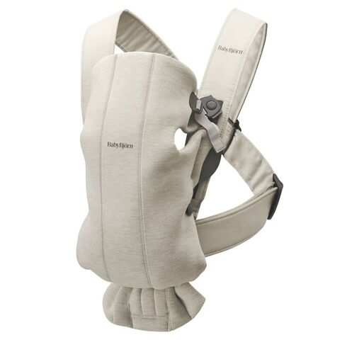 BabyBjorn - Marsupiu anatomic Mini, cu pozitii multiple de purtare, Light Beige, 3D Jersey, Culoare: Bej