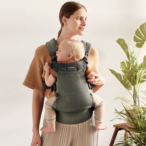 BabyBjorn - Marsupiu anatomic cu multiple pozitii de purtare colectia Harmony, 3D Mesh, Dark Green, Culoare: Verde inchis,poza 2