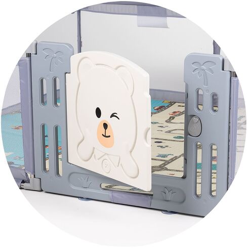 Tarc de joaca Chipolino Amico 200x180 cm cu usa grey, Culoare: Gri,poza 3