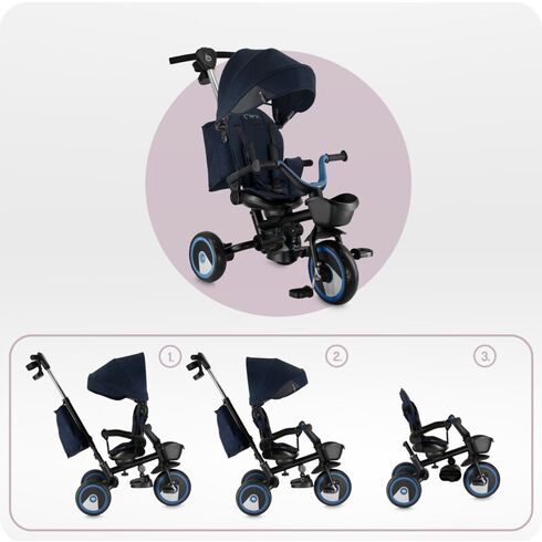Tricicleta Multifunctionala 3 in 1 cu scaun reversibil, Momi ivi - Navy Blue, Culoare: Albastru,poza 6