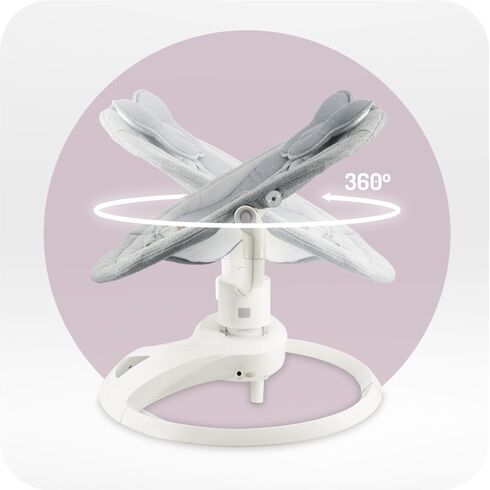 Balansoar electric pentru bebelusi cu sezut rotativ 360 grade , Momi Pearl - Grey, Culoare: Gri,poza 6