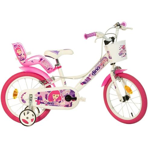 Bicicleta copii Dino Bikes 16" Fairy alb si roz, Culoare: Alb/Roz, Dimensiuni: 16 inch