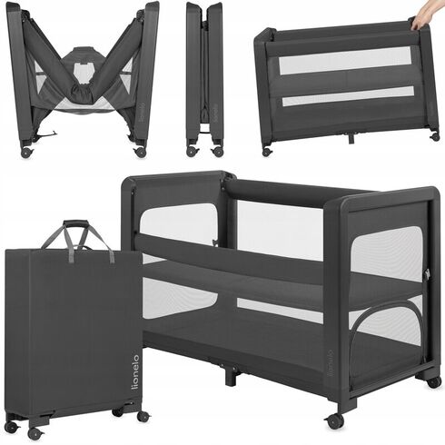 Patut multifunctional, Lionelo, Patty, 5 in 1, 0- 36 luni, Co-sleeper, Tarc de joaca, Patut de calatorie, Gri,poza 5