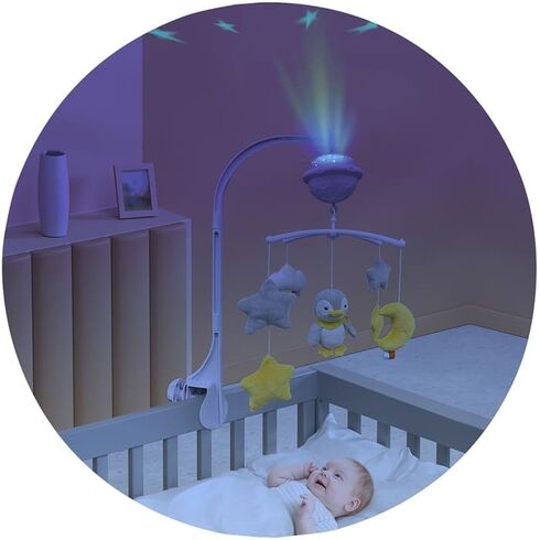 Carusel muzical pentru patut cu proiector Chipolino Penguin,poza 2