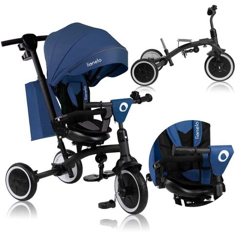 Tricicleta copii, Lionelo, Tris Plus, Pana la 25 kg, Rotire 360 grade, Conform cu EN71, 9 luni-5 ani, Albastru, Culoare: Albastru,poza 2