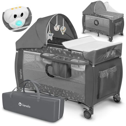 Patut pliant, Lionelo, Sven Plus, 120x60 cm, Cu doua nivele, Grey, Culoare: Gri, Dimensiuni: 120x60,poza 2