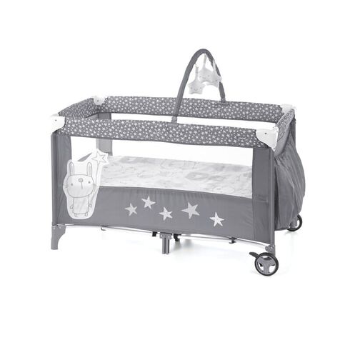 Patut pliant, Jane, Duo Level, Cu roti, Cu arcada cu jucarii, Geanta de transport, Cu doua nivele, Star, Culoare: Gri, Dimensiuni: 120x60