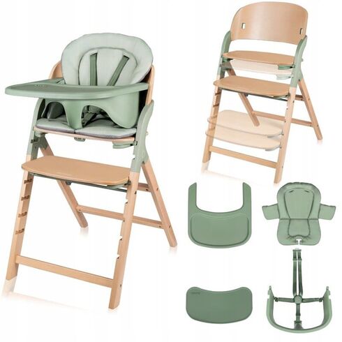 Scaun de masa Megan Lionelo, Din lemn de fag, 6 luni- adult, Verde, Culoare: Verde - poza 3 - ExclusivMAG.ro