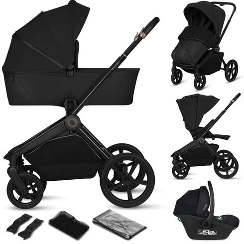 Carucior 3 in 1 Lionelo Freya, Cu landou si scoica ADAC, pana la 22 kg, 0 luni+, Negru, Culoare: Negru, Model: 3 in 1  - ExclusivMAG.ro