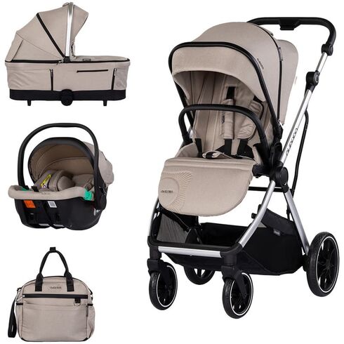 Carucior Chipolino Aurora 3 in 1 latte, Culoare: Crem, Model: 3 in 1  - ExclusivMAG.ro