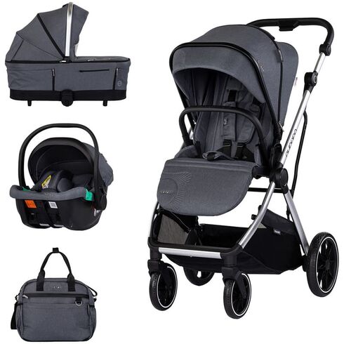 Carucior Chipolino Aurora 3 in 1 charcoal, Culoare: Gri, Model: 3 in 1  - ExclusivMAG.ro