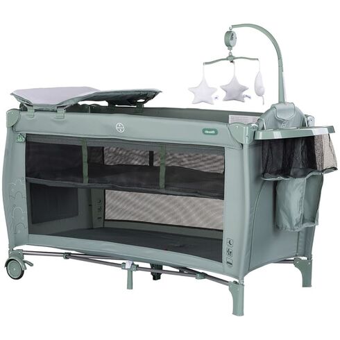 Patut pliabil Chipolino Bella matcha, Culoare: Turcoaz, Dimensiuni: 120x60  - ExclusivMAG.ro