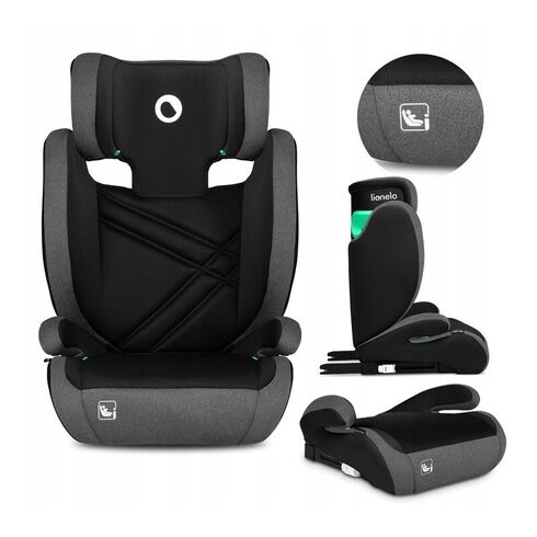 Scaun auto, Lionelo, Hugo i-Size, Conform standardului de securitate R129, 100-150 cm, 4-12 ani, Gri, Culoare: Gri/Negru, Grupa: 15-36kg (4 ani - 12 ani),poza 2