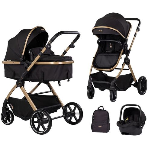 Carucior Chipolino Pearl 3 in 1 noir, Culoare: Negru/Auriu, Model: 3 in 1  - ExclusivMAG.ro