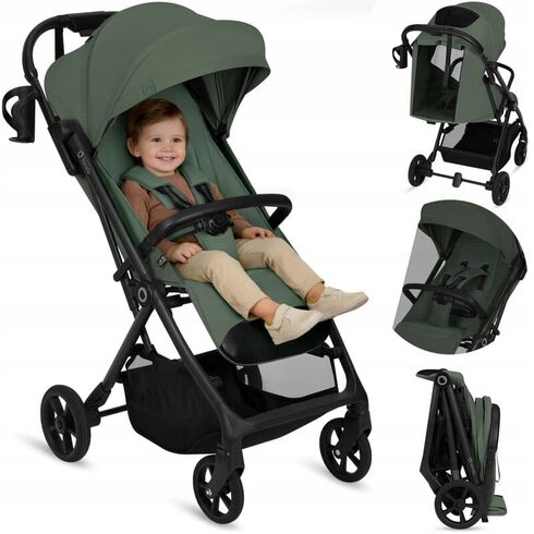 Carucior sport, Lionelo, Tansi, Pliere automata, Ultracompact, 6-48 luni, Sustine 22 kg, Verde, Culoare: Verde inchis, Model: sport - poza 2 - ExclusivMAG.ro