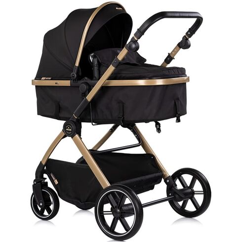 Carucior Chipolino Pearl 3 in 1 noir, Culoare: Negru/Auriu, Model: 3 in 1 - poza 2 - ExclusivMAG.ro