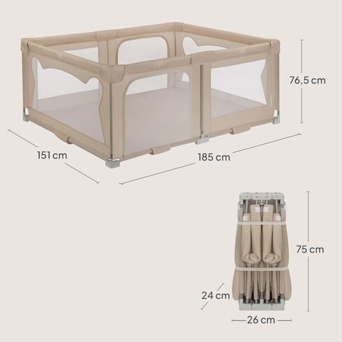 Tarc de joaca Lionelo Florence Easy Fold, 0-48 luni, Bej, Culoare: Bej - poza 6 - ExclusivMAG.ro
