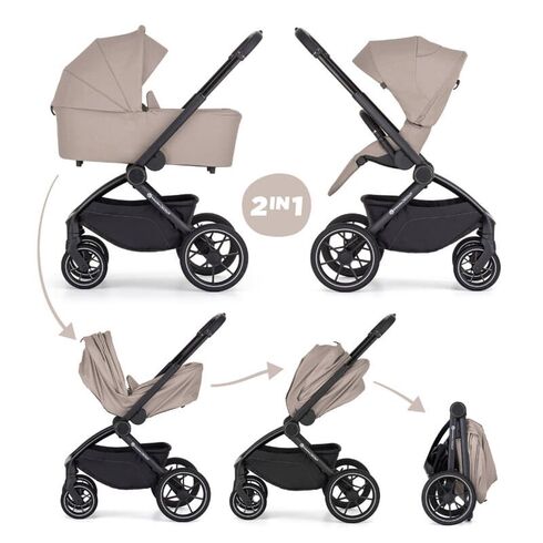 Carucior 2 in 1 Petite&Mars Scout, Pana la 22 kg, 0 luni+, Crem Cappuccino, Culoare: Crem, Model: 2 in 1 - poza 2 - ExclusivMAG.ro
