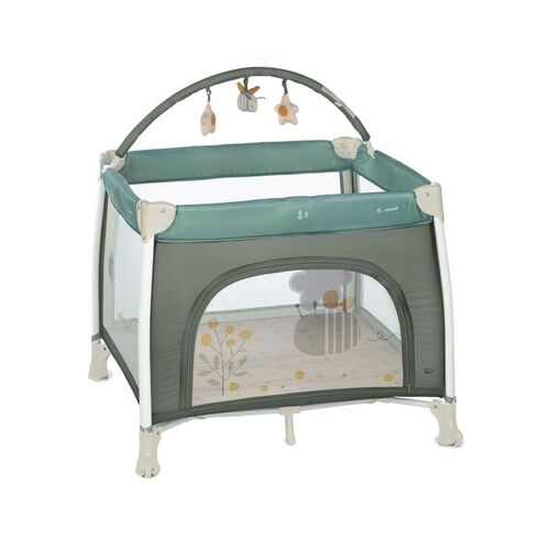 Tarc de joaca Jane Travel Fun, Cu arcada cu jucarii, Geanta de transport 98x101x80 cm, Botanic, Culoare: Turcoaz, Dimensiuni: 100x100  - ExclusivMAG.ro