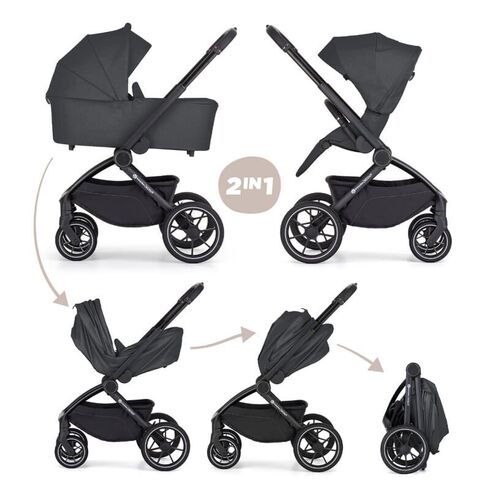 Carucior 2 in 1 Petite&Mars Scout, Pana la 22 kg, 0 luni+, Gri, Culoare: Gri, Model: 2 in 1 - poza 2 - ExclusivMAG.ro